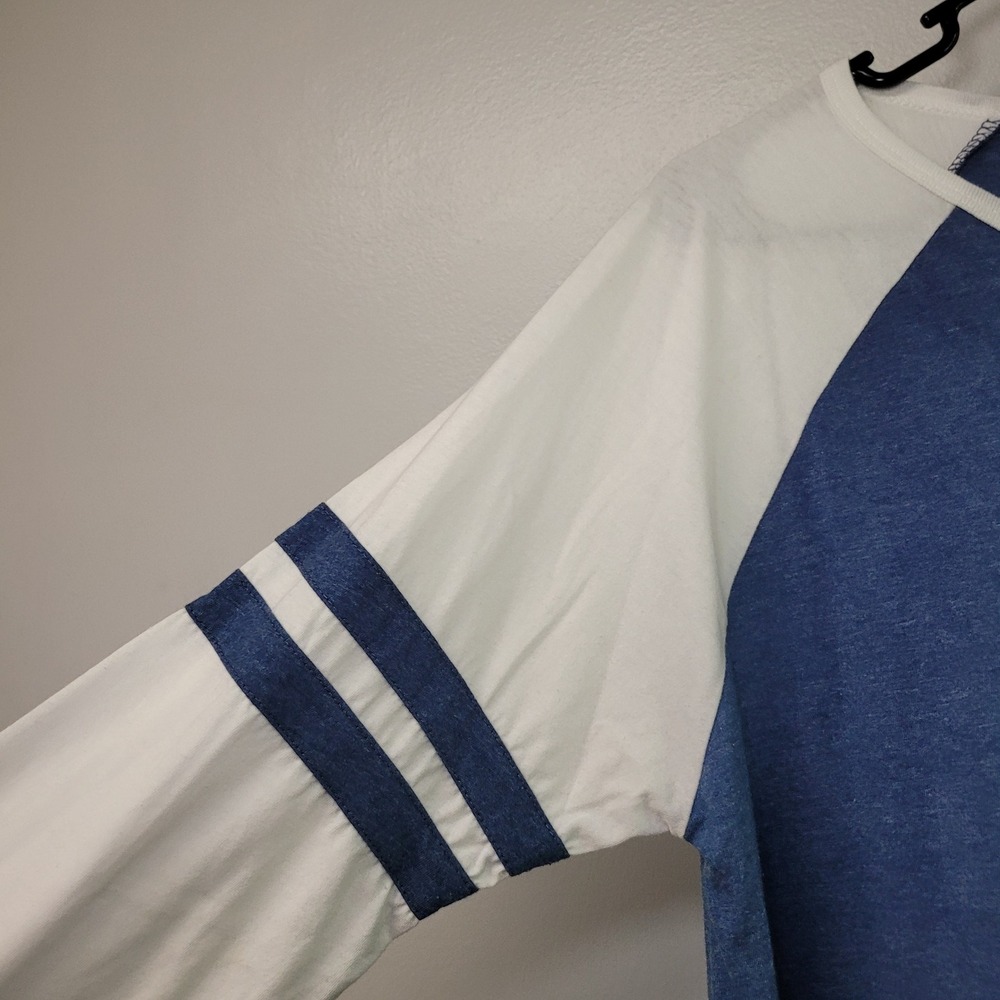 All Things By Faith Christian Flag Raglan Tee Blue White Large - Picture 2 of 6